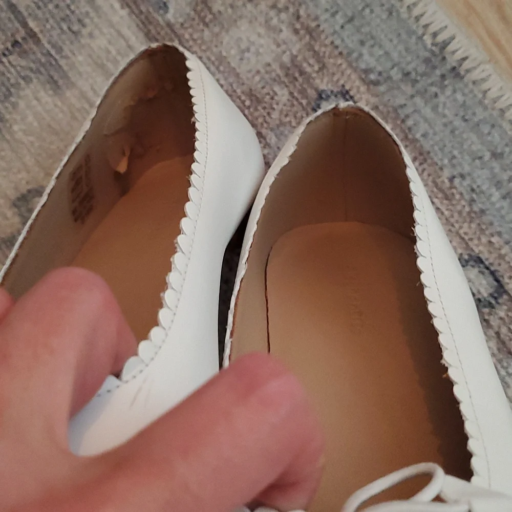 Elephantito Girls Scalloped Ballerina Flats Slip-on Shoes White Sz3